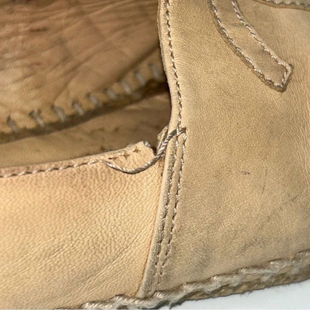 Chanel‎ Beige and Black Leather Espadrilles Flats Sz 39(8)